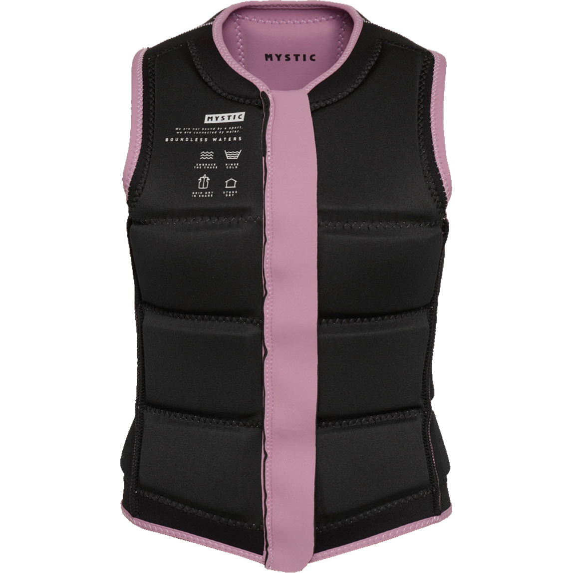 2026 Mystic Womens Star Front Zip Wake Impact Vest 35005.240246 - Rosewood